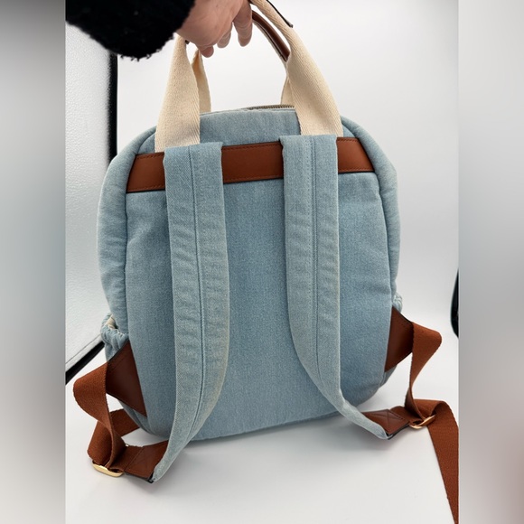 Chloé Denim Blue Backpack with Logo Straps - Picture 3 of 12